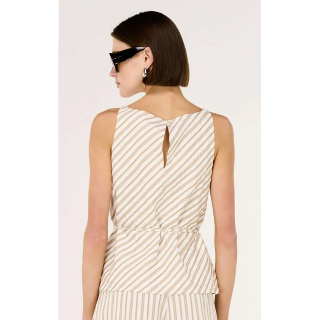 Top Lola Tie Waist - Taupe & White Stripe
