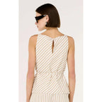 Top Lola Tie Waist - Taupe & White Stripe