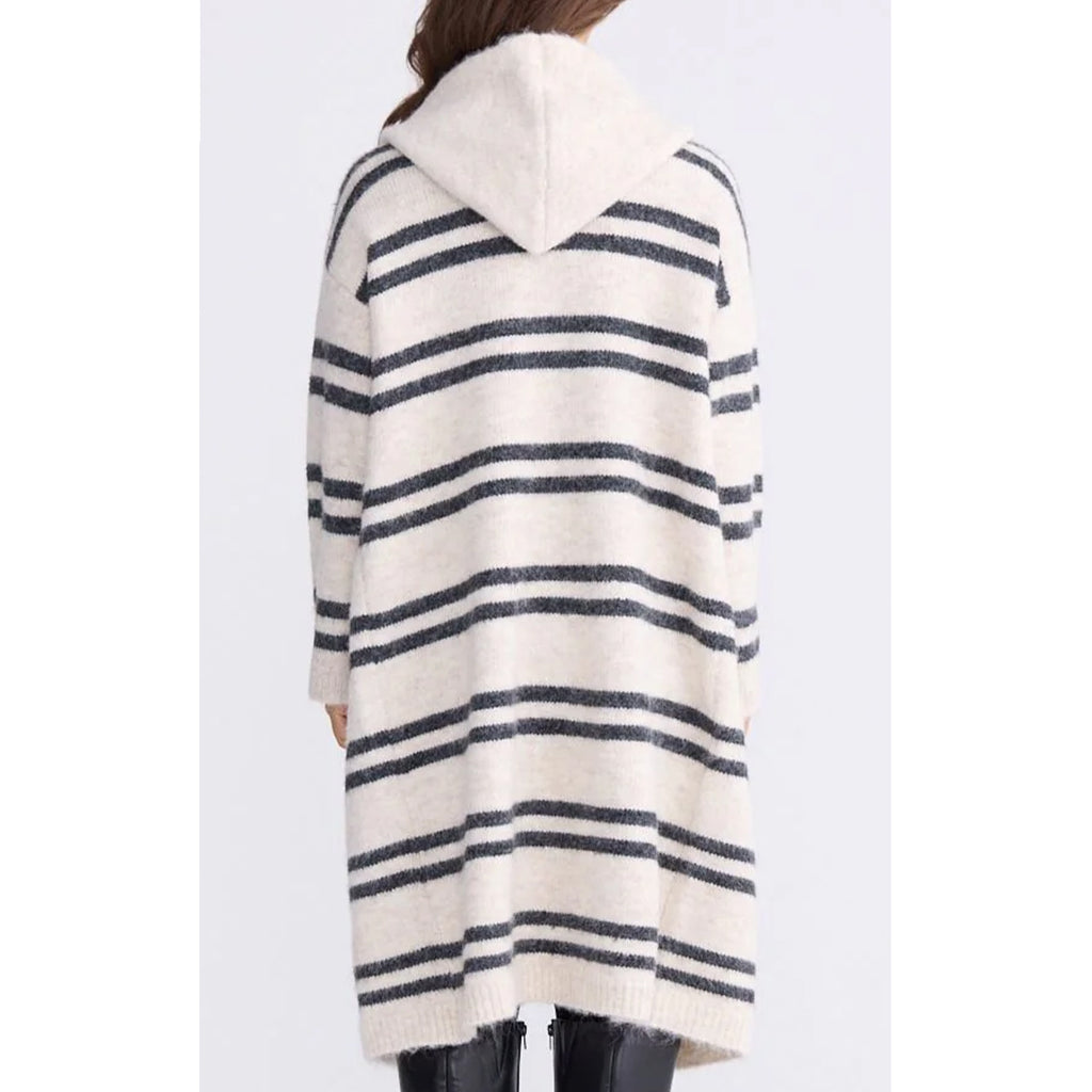 Cardigan Chelsea Knit - Natural w Grey Stripe