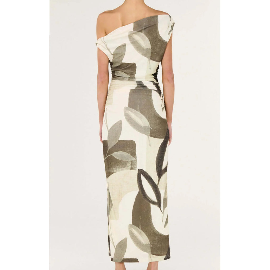 Dress Ophiele Twist Midi - Dark Leaf Garden