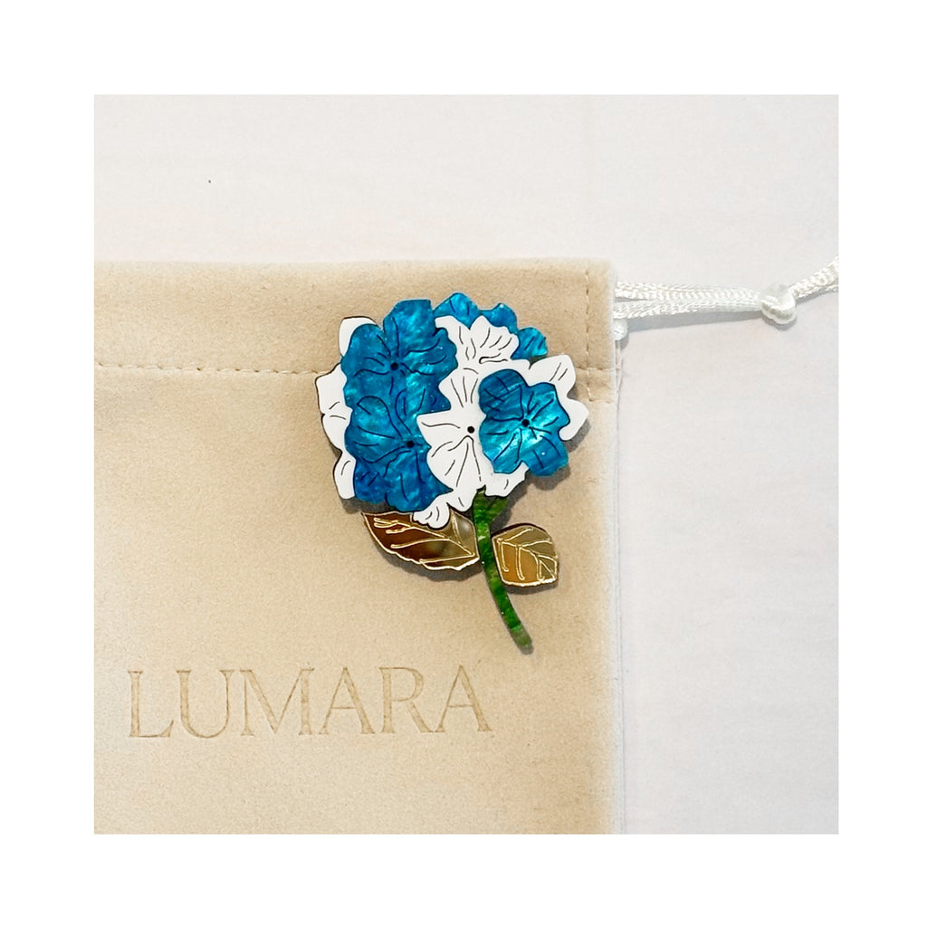 Brooch Acrylic - Hydrangea Blue