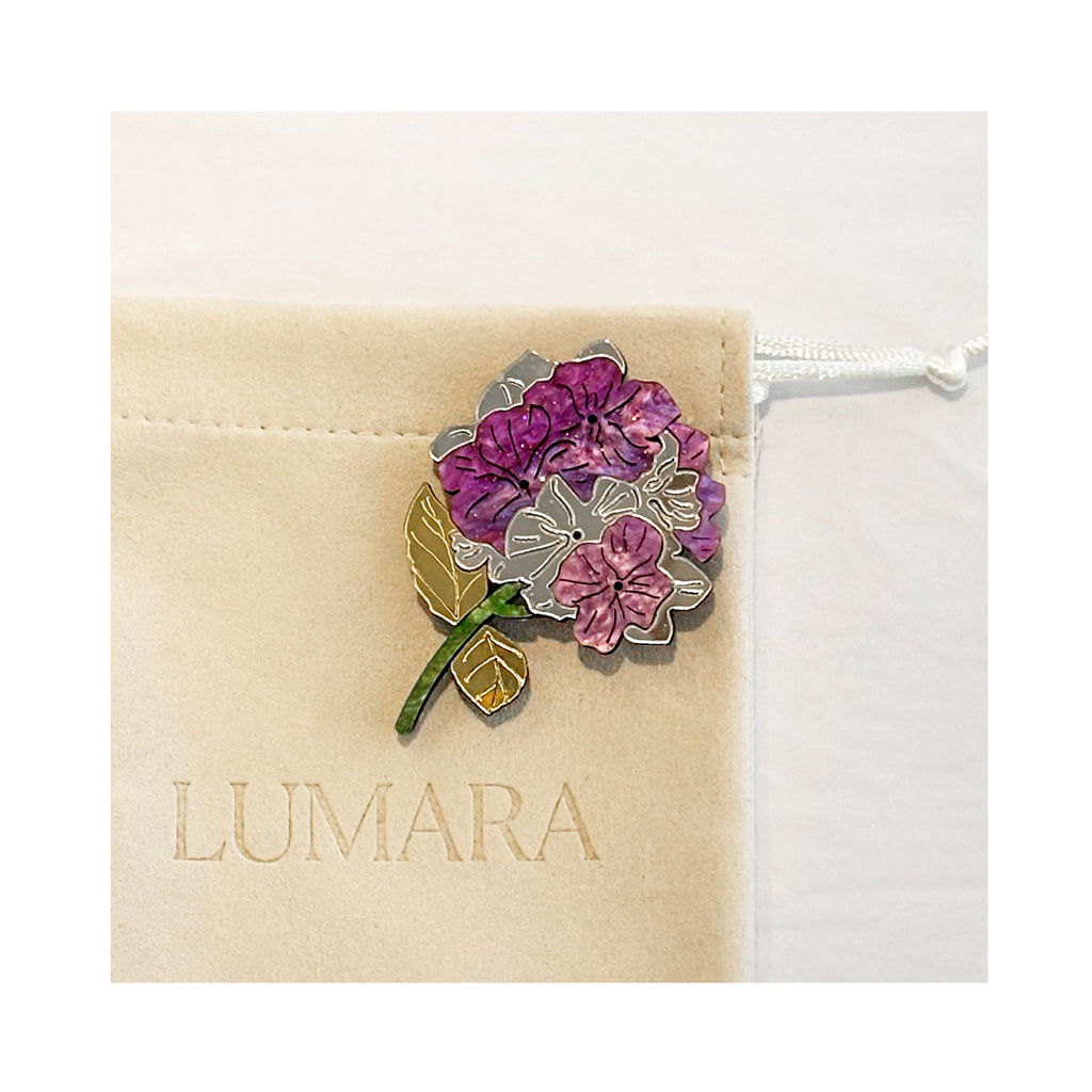 Brooch Acrylic - Hydrangea Purple