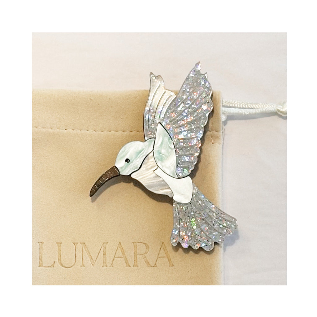 Brooch Acrylic - Hummingbird Blue