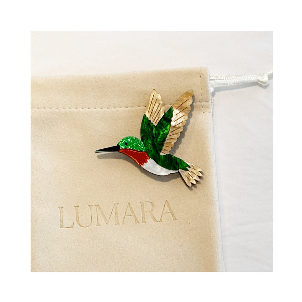 Brooch Acrylic - Hummingbird Green