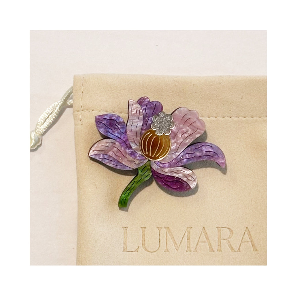 Brooch Acrylic - Orchid Purple
