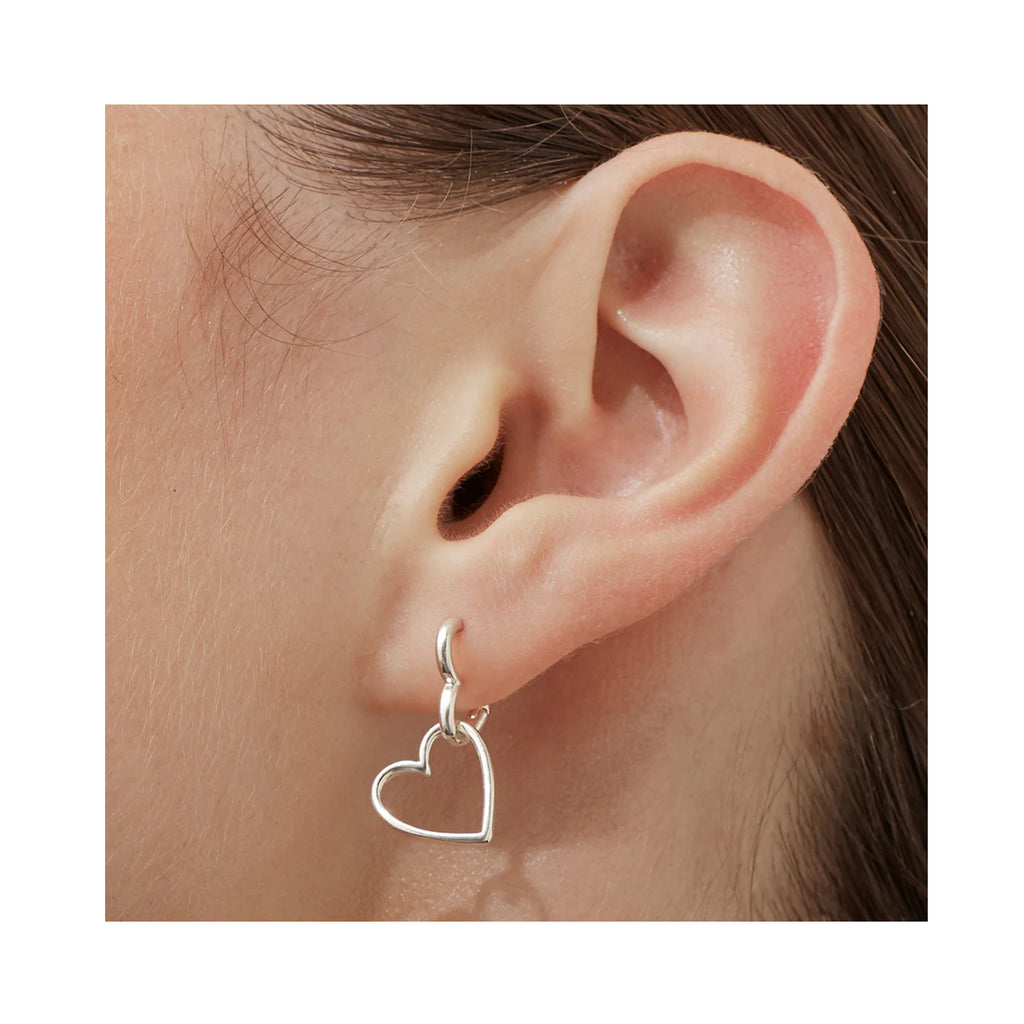 Earrings Hinged Heart - Silver Plated