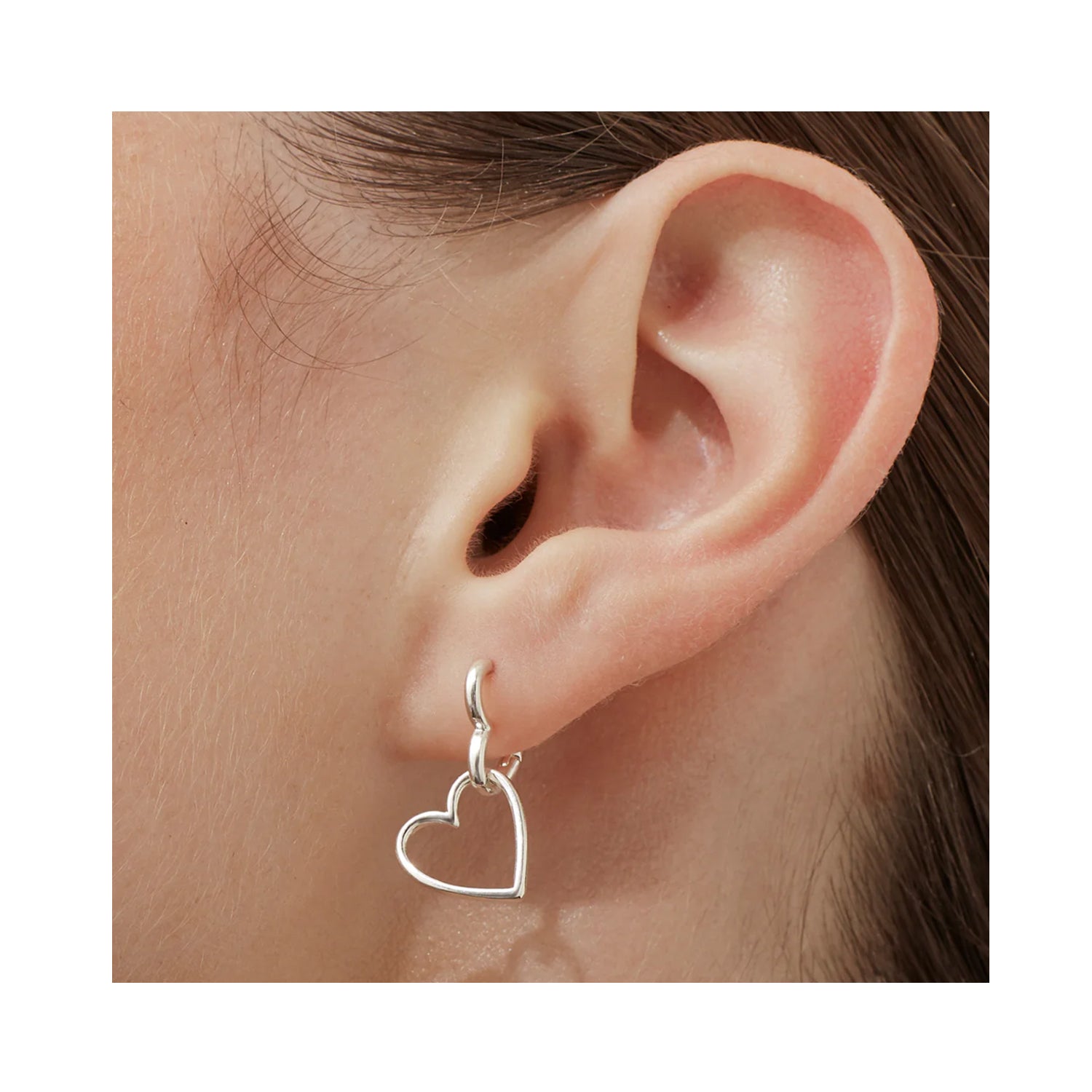 Earrings Hinged Heart - Silver Plated