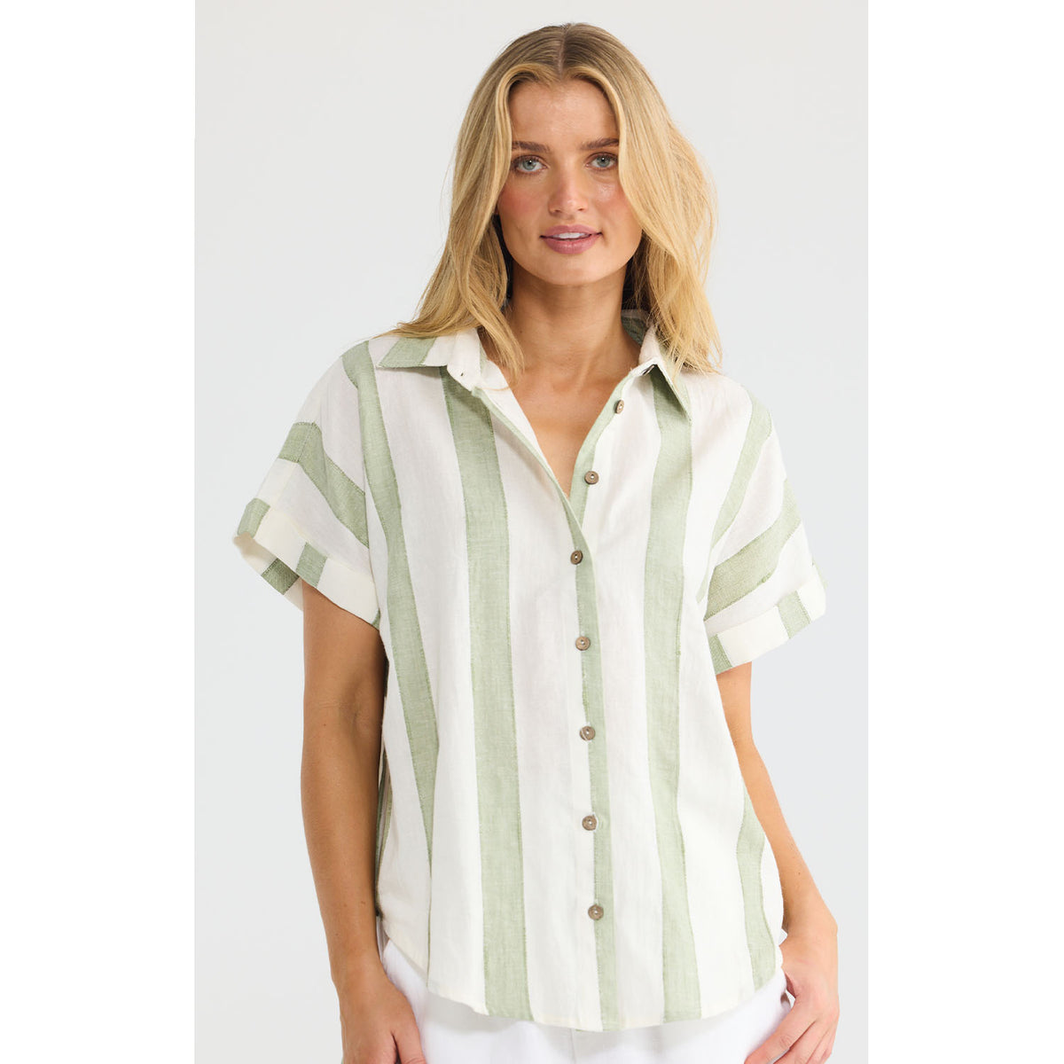 Top Dune Shirt - Sage Shadow Stripe