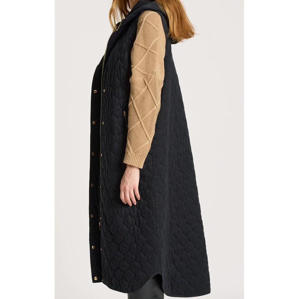 Vest - Sansi Quilted Long Vest Black