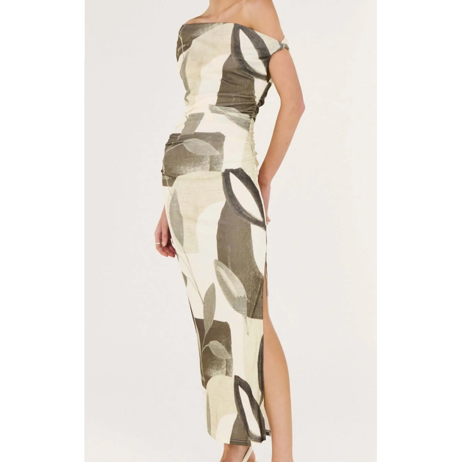 Dress Ophiele Twist Midi - Dark Leaf Garden