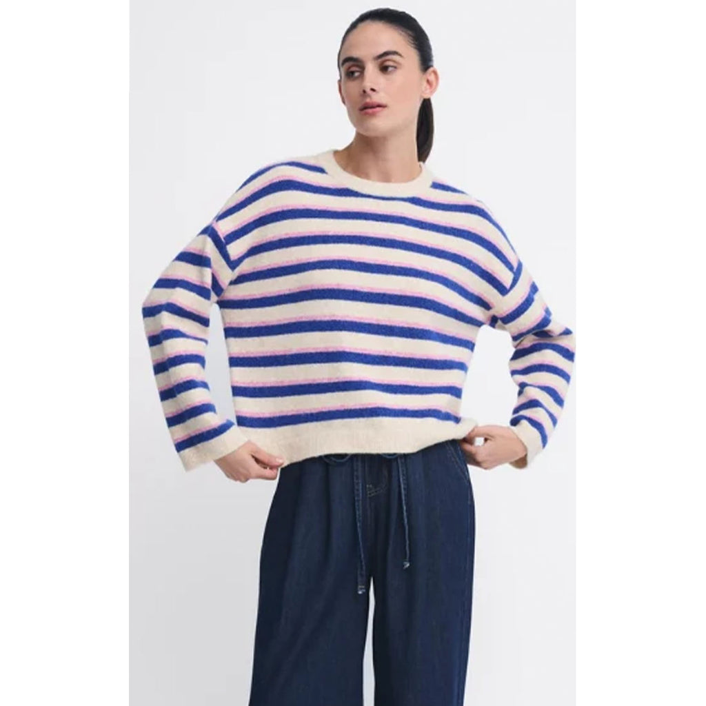 Top Otto Stripe Knit - White, Blue & Pink
