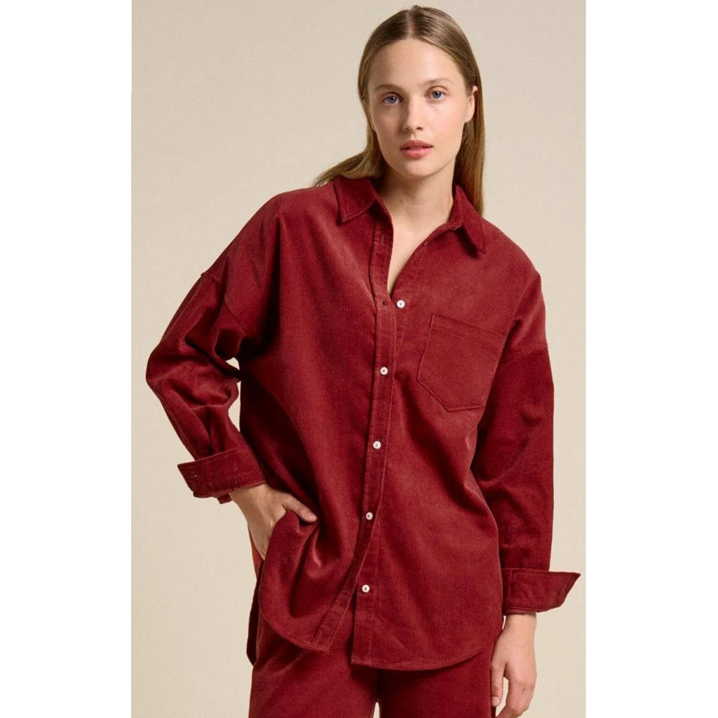 Top - Khaite Cord Shirt - Cherry