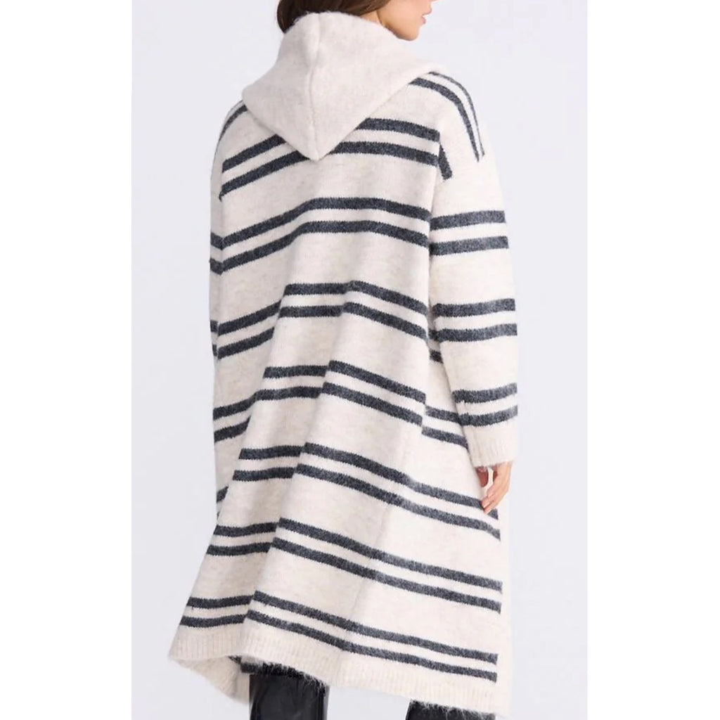 Cardigan Chelsea Knit - Natural w Grey Stripe