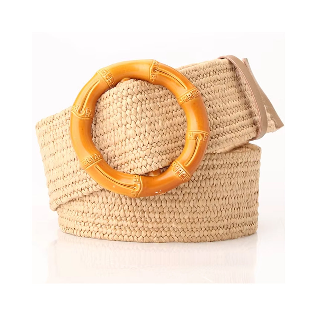 Belt Round Bamboo Buckle - Natural