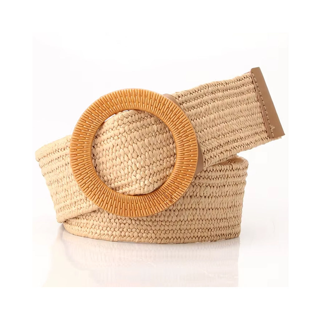 Belt Round Rattan Buckle - Natural