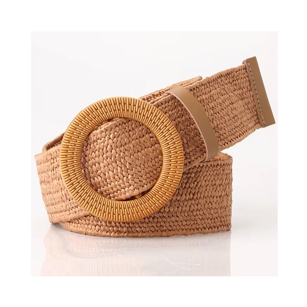 Belt Round Rattan Buckle - Mocha
