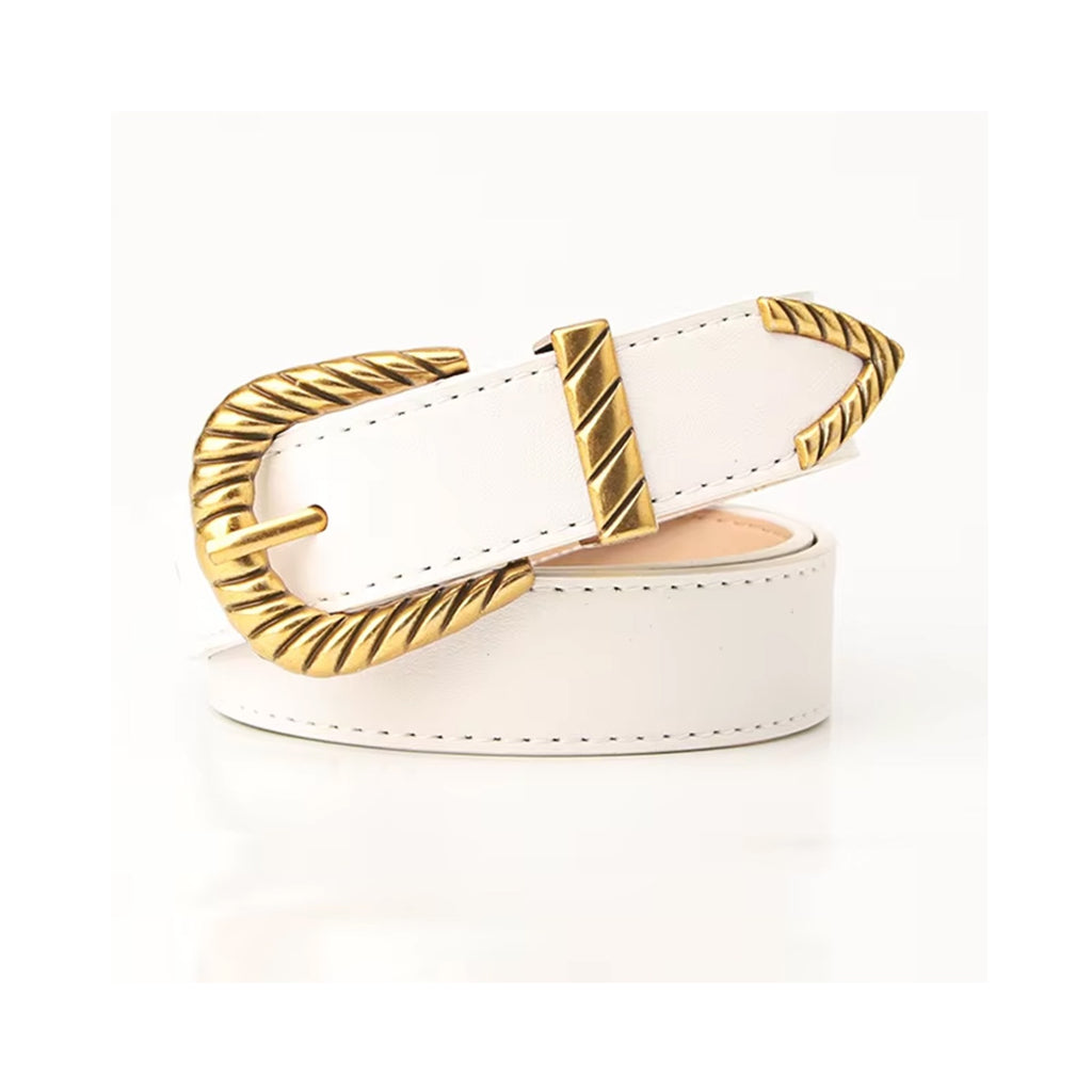 Belt - Gold Rope Buckle - White