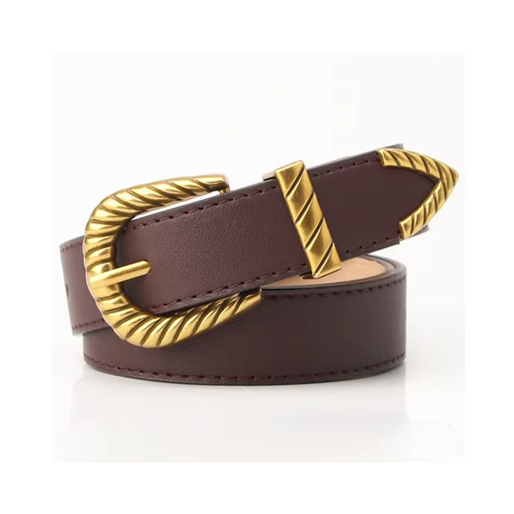 Belt - Gold Rope Buckle - Chocolate