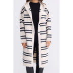 Cardigan Chelsea Knit - Natural w Grey Stripe