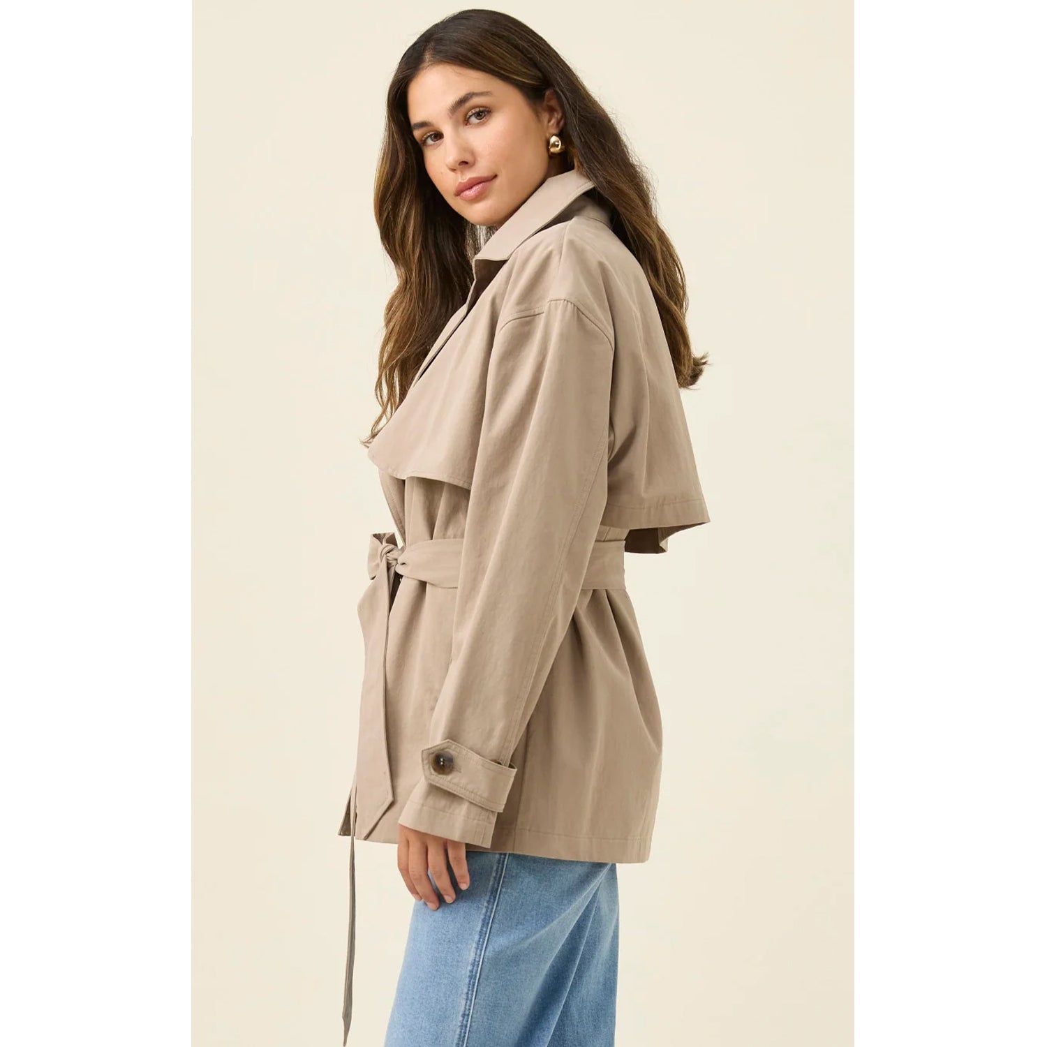 Coat Farida Cropped Trench - Stone