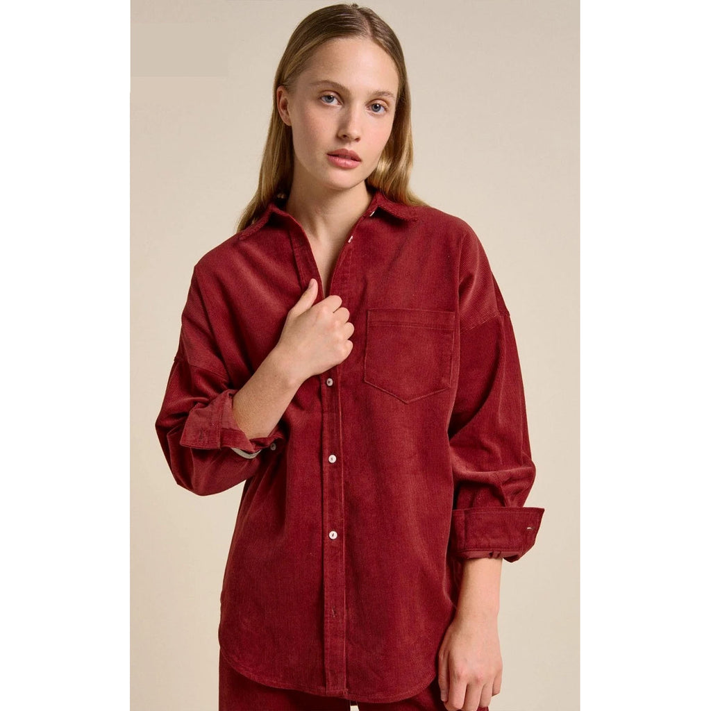 Top - Khaite Cord Shirt - Cherry