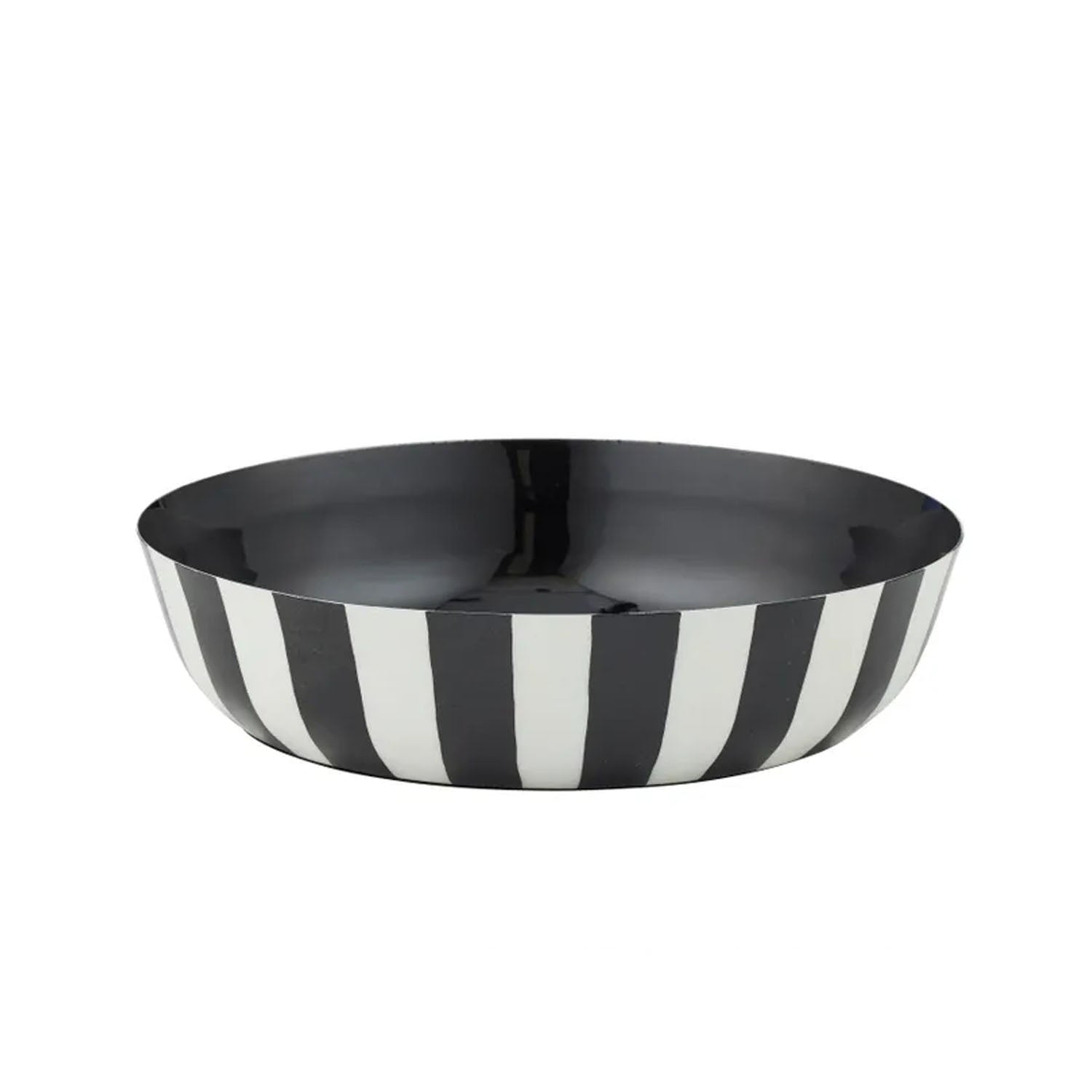 Bowl - Linear Metal Bowl - Black/Ivory