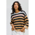 Knit Chunky Stripe Crew - Charcoal