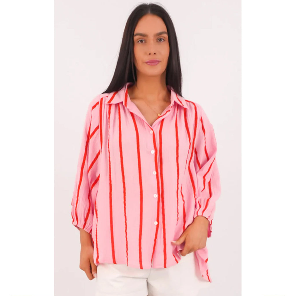 Top Monte Carlo Stripe Shirt - Pink & red