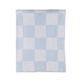 Chenille Knitted Blanket - Checkered Blue