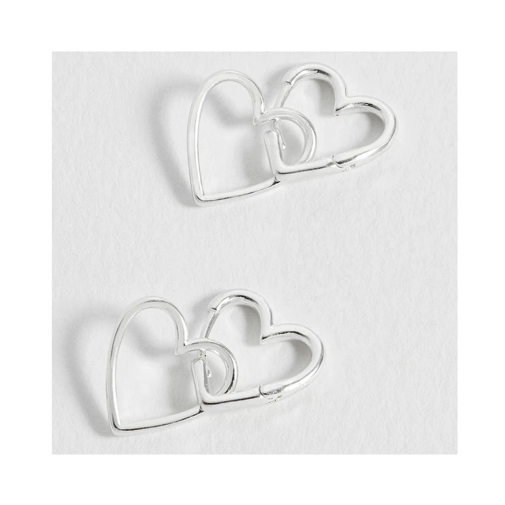 Earrings Hinged Heart - Silver Plated