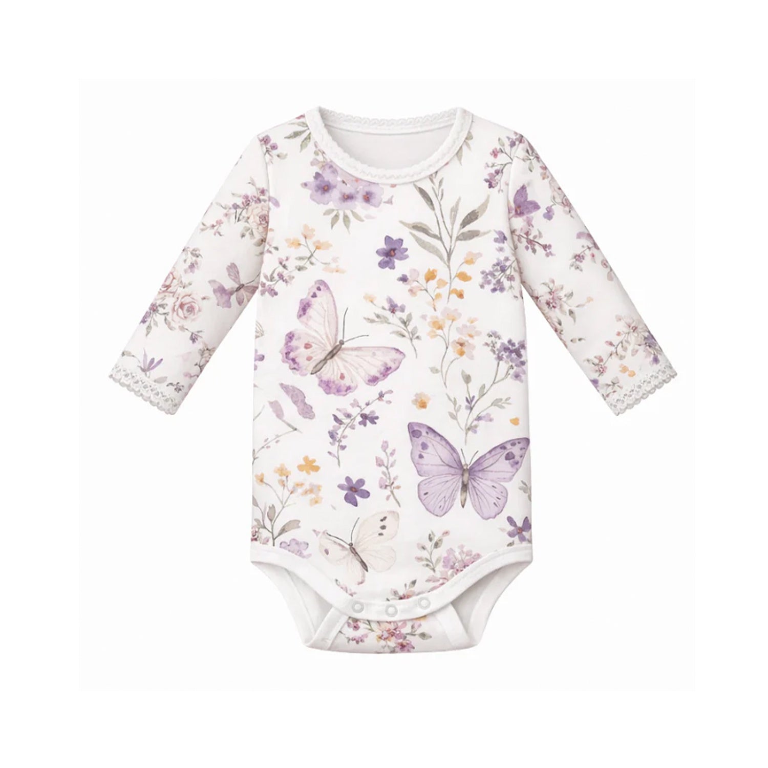 Bodysuit Bamboo LS - Lilac Butterflies