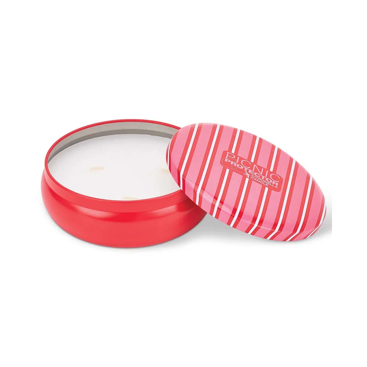 Candle Citronella Picnic Protector - Red & Pink Stripe