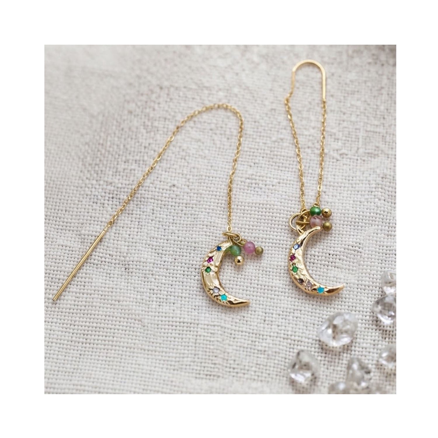 Earrings Lunar Lure Threader Tourmaline