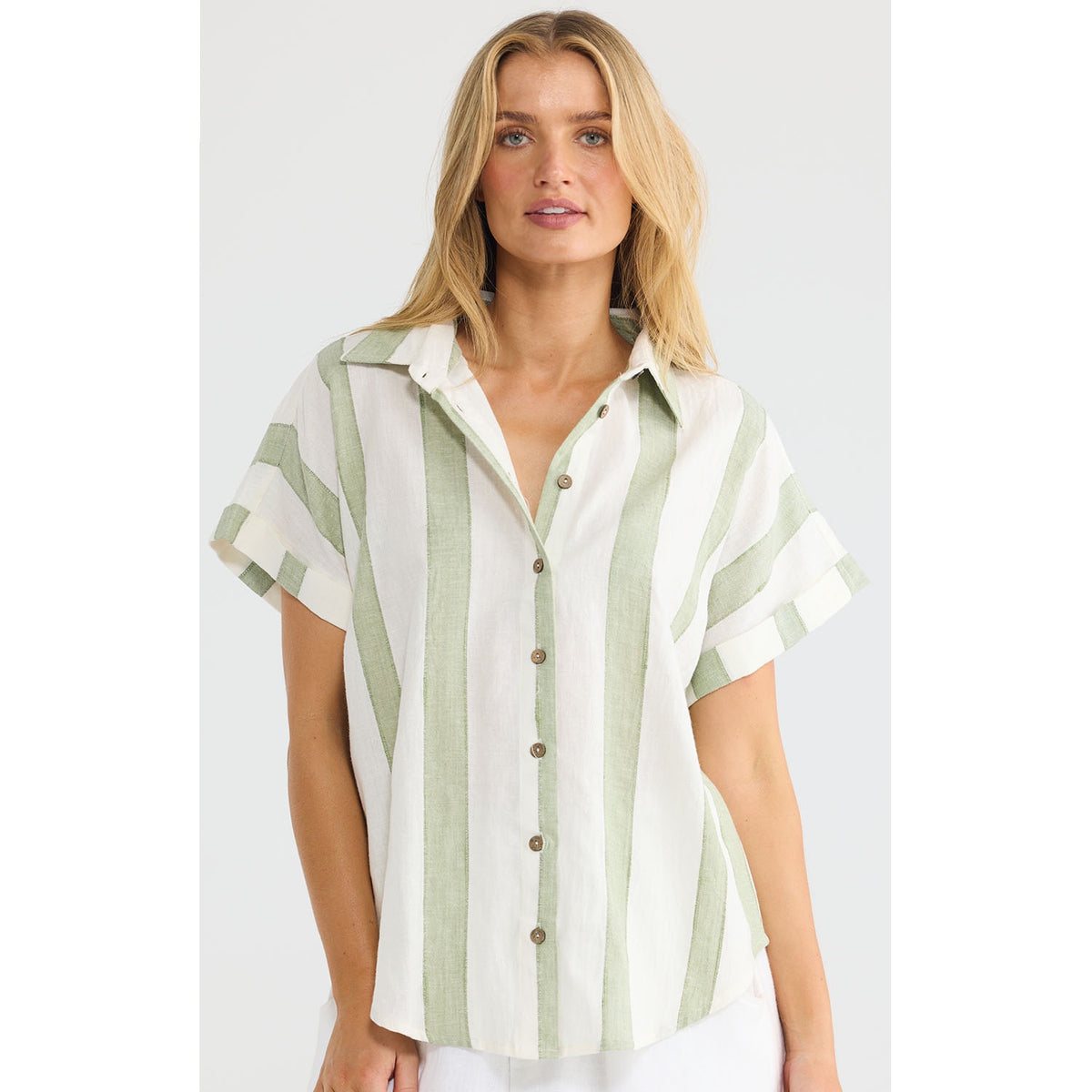 Top Dune Shirt - Sage Shadow Stripe