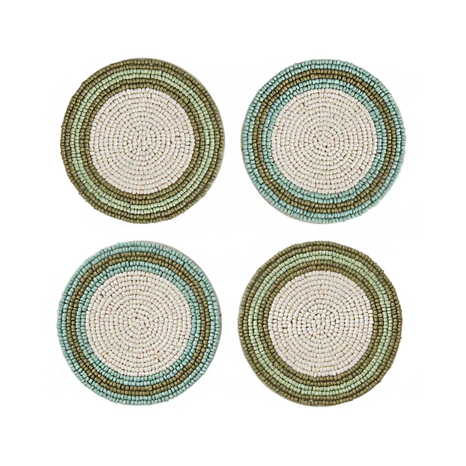 Coasters Set Beaded - Gimlet S/4 Green/Blue