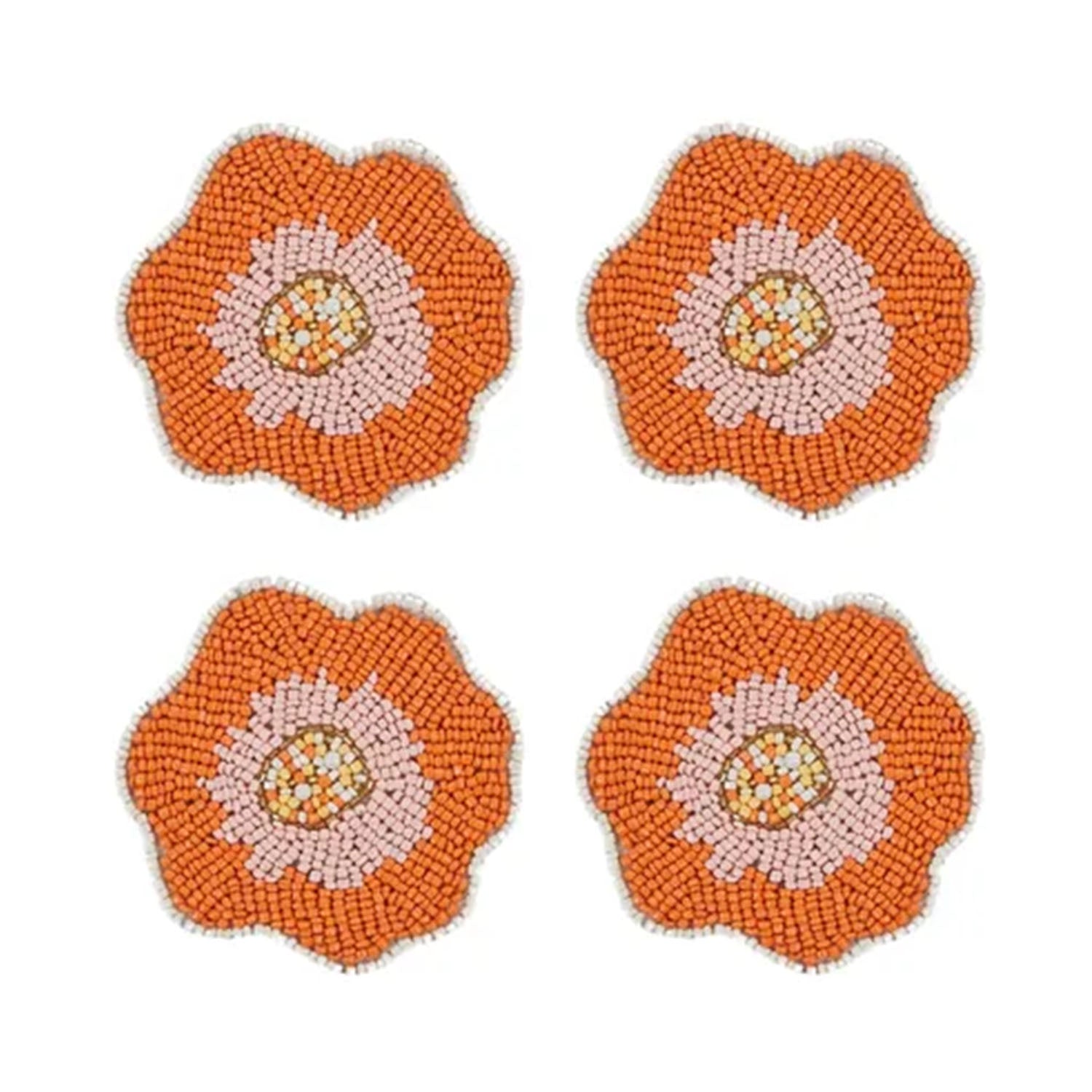 Coaster Flora S/4 Beaded 10cm Multi