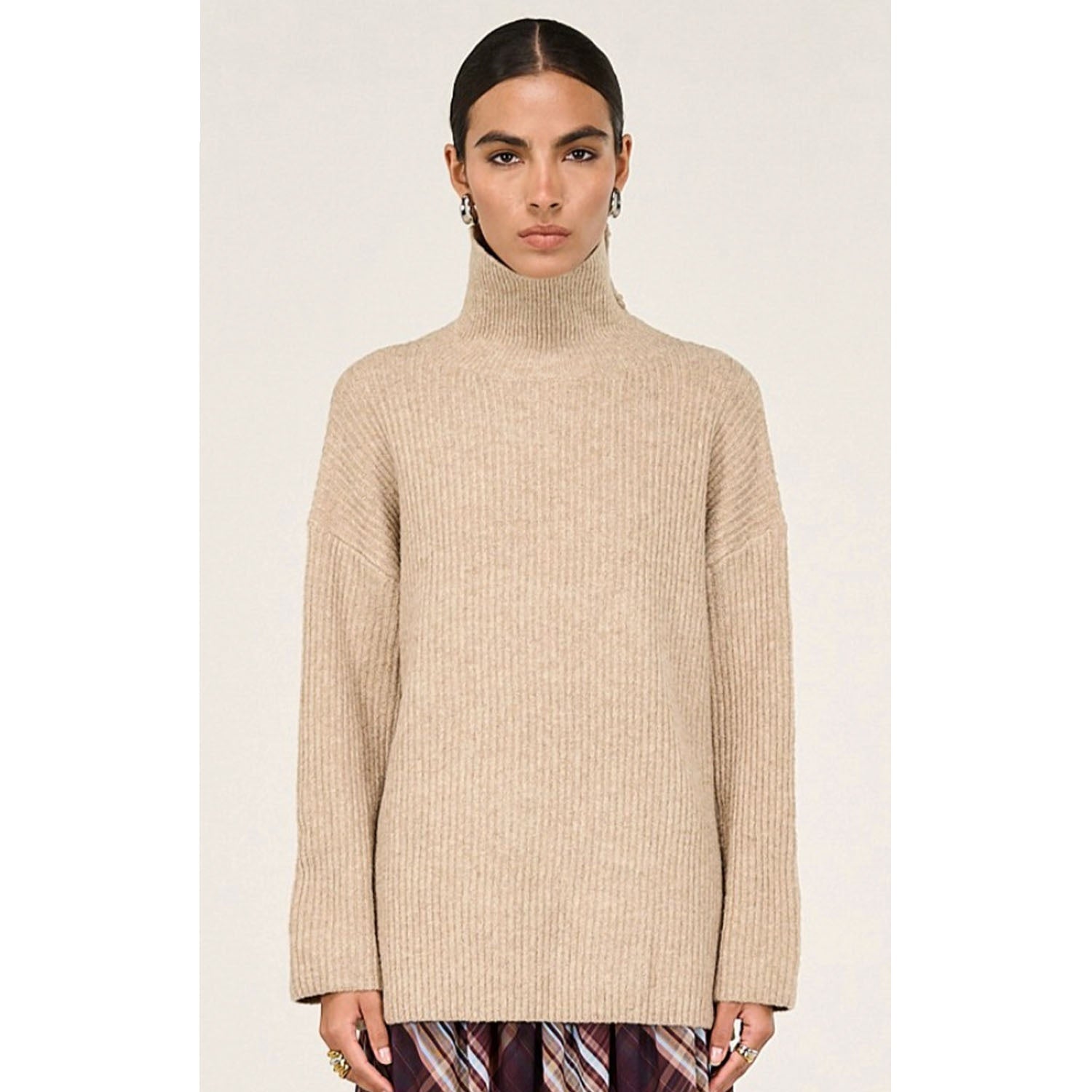 Jumper - Sabine Roll Neck Natural Marle