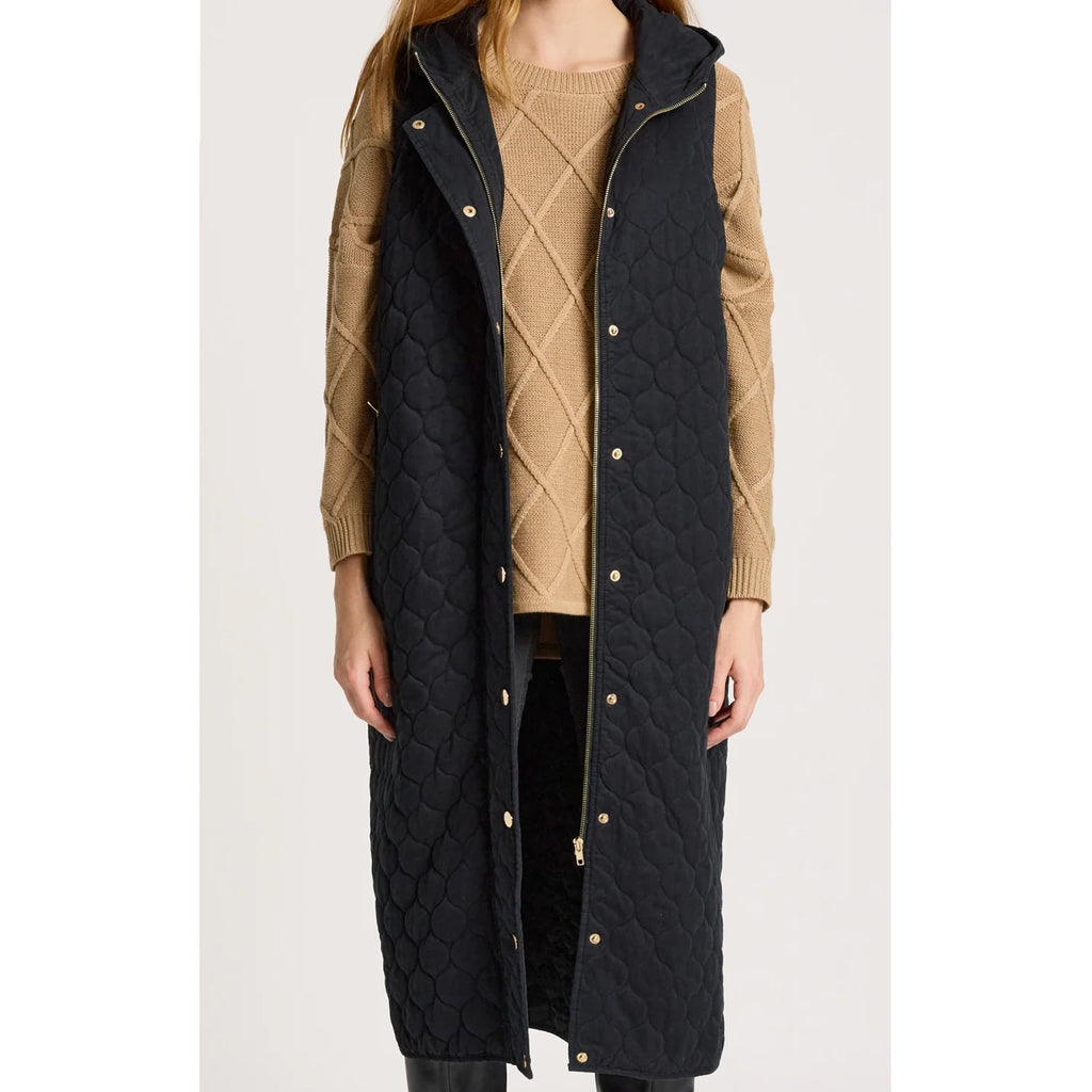 Vest - Sansi Quilted Long Vest Black