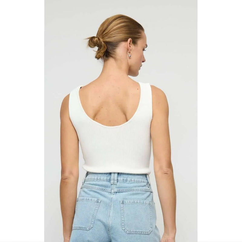 Top Moda Reversible Knit Tank - White