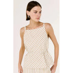 Top Lola Tie Waist - Taupe & White Stripe