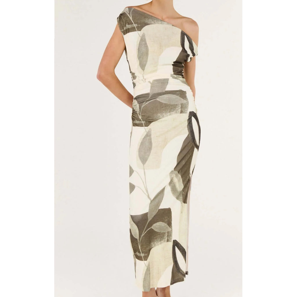 Dress Ophiele Twist Midi - Dark Leaf Garden