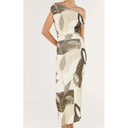 Dress Ophiele Twist Midi - Dark Leaf Garden