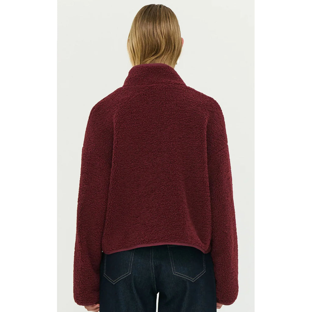Jacket - Katya Crop Sherpa Merlot