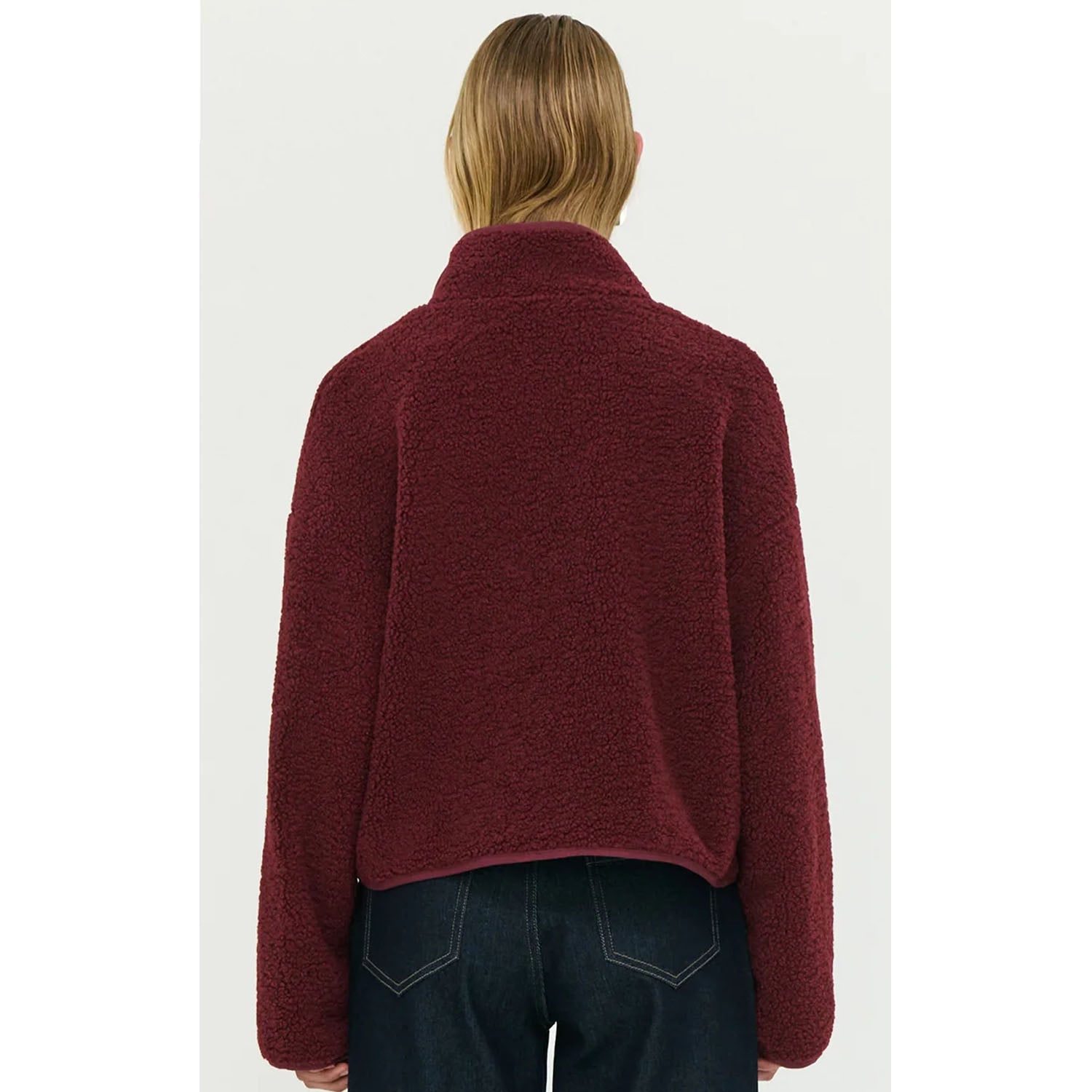 Jacket - Katya Crop Sherpa Merlot