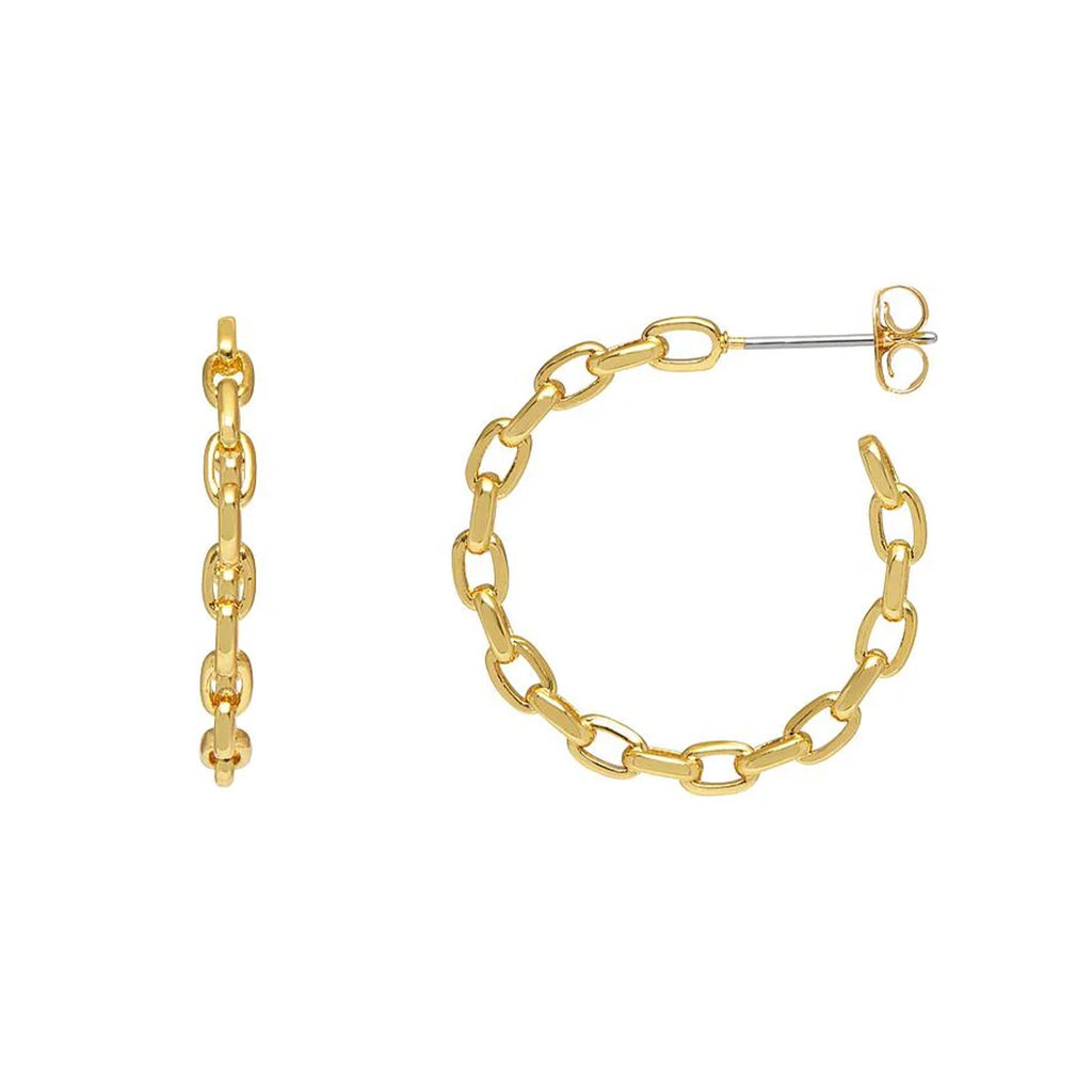 Earrings Chain Hoop - Gold Plated