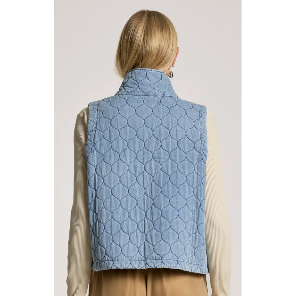 Vest - Sansi Quilted Crop Vest Denim