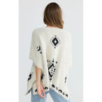 Poncho Mystic Knit - Off White w Black