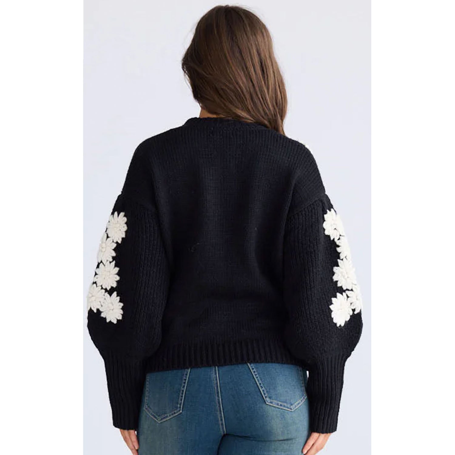 Knit Flower Child - Black w White