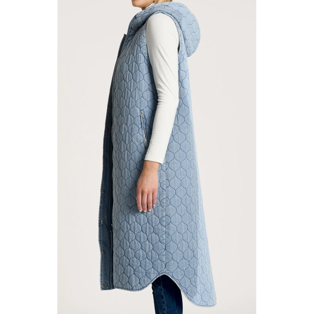 Vest - Sansi Quilted Long Vest Denim