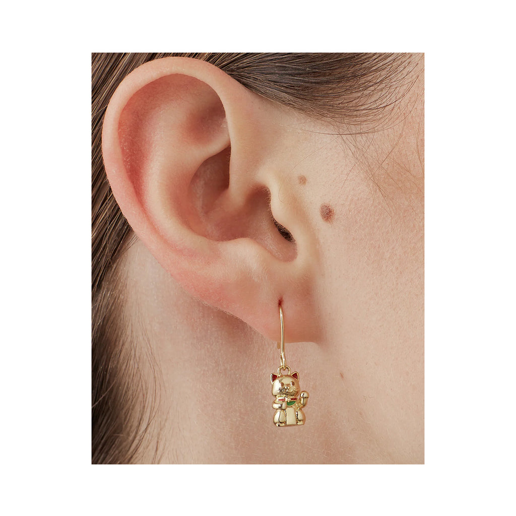 Earrings Lucky Cat - Gold Plated
